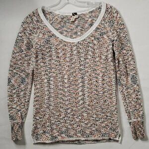 We the Free fitted Raglan Sleeve Knitted Blouse Colourful fine  Cotton Yarn Sz M
